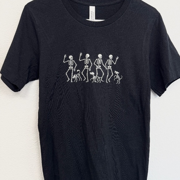 Dancing Skeletons with Dogs Halloween T-Shirt - Picture 1 of 2
